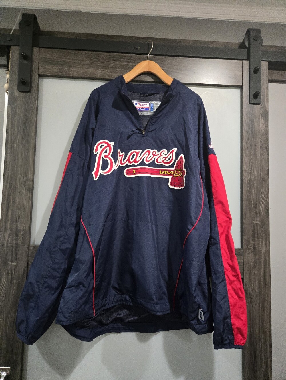Vintage Atlanta Braves Magestic Wind Breaker 1/4 Quarter Zip Size XL